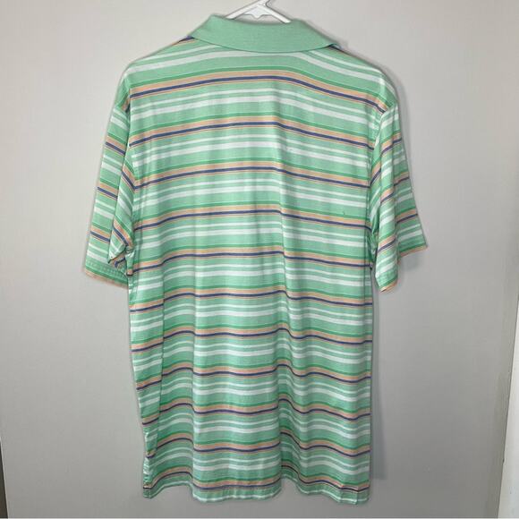 Peter Millar Striped Green and Orange Short Sleeve Polo Size L - Picture 5 of 5